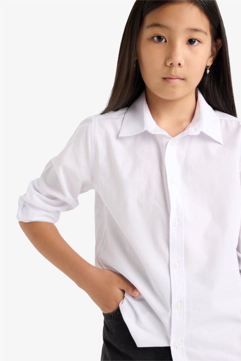 أولادي VIOLET WHITE قميص بولو اولادي كم طويل بوبلين قصة عادية