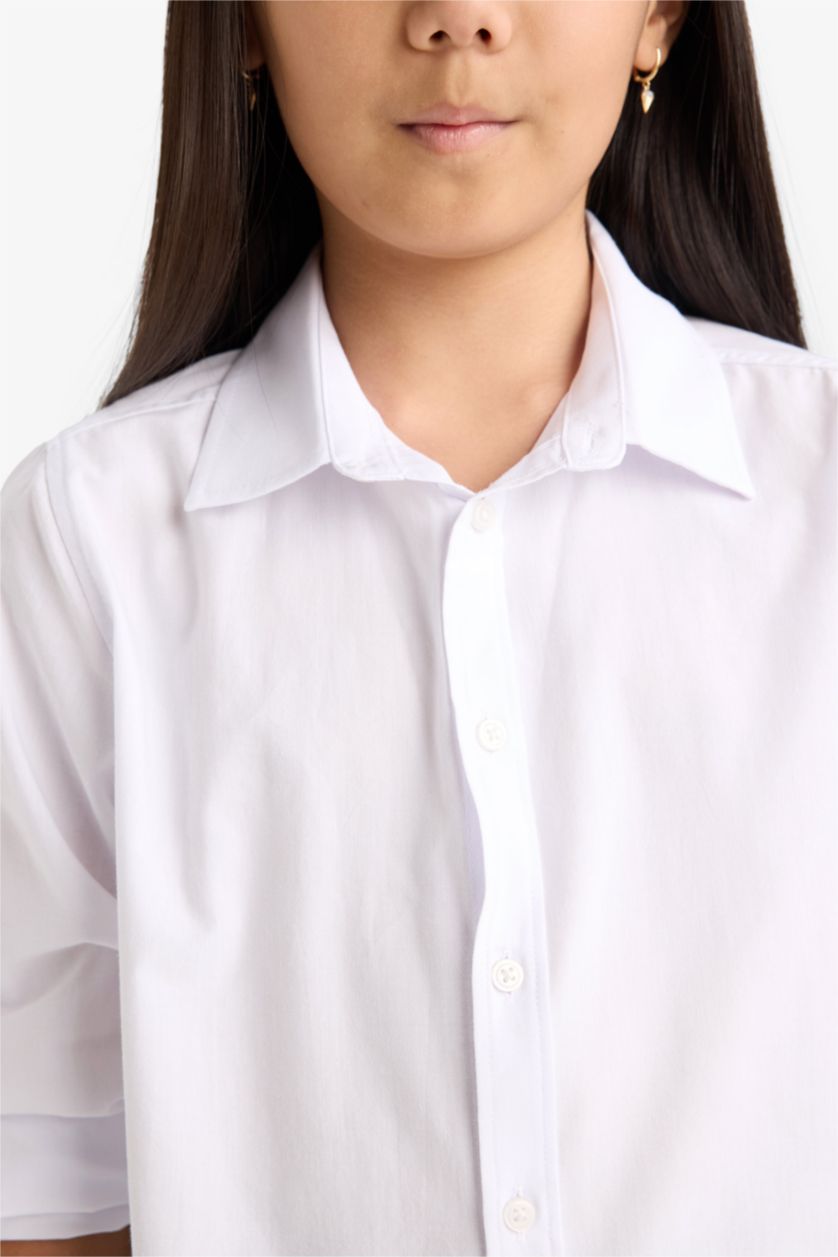 أولادي VIOLET WHITE قميص بولو اولادي كم طويل بوبلين قصة عادية