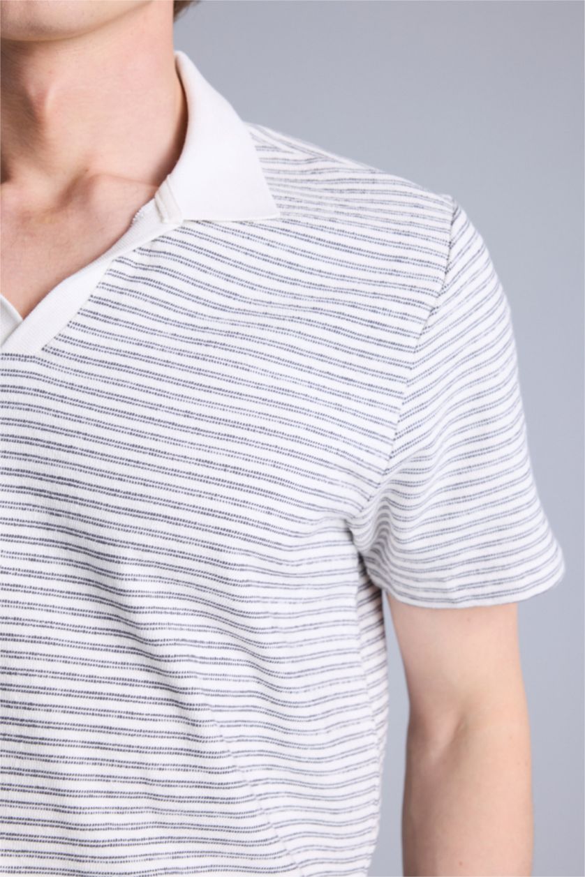 Erkek Ekru %100 Pamuk Polo Tişört