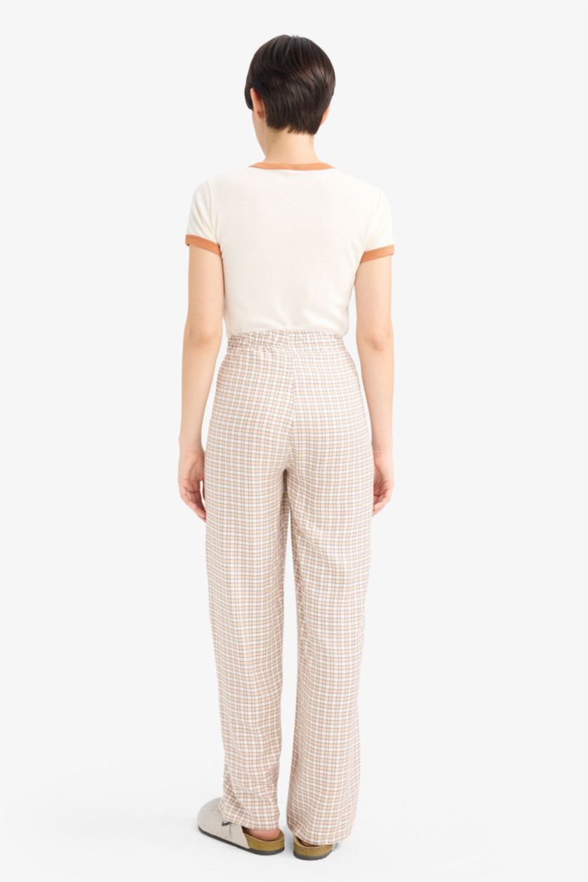 Woman Beige Regular Fit Flanel Bottom