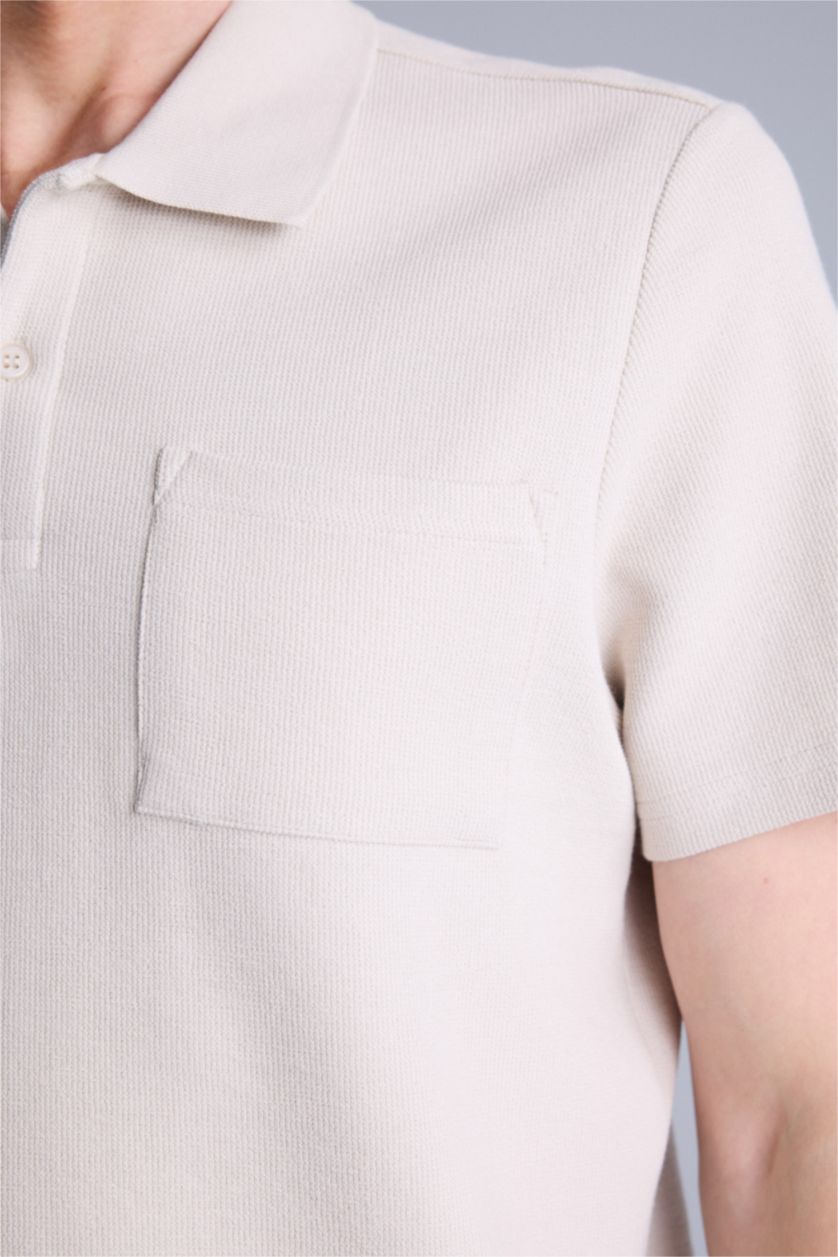 Erkek Bej Regular Fıt Kısa Kollu Polo Tişört