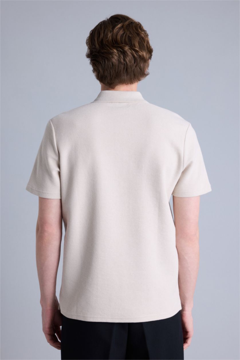 Erkek Bej Regular Fıt Kısa Kollu Polo Tişört