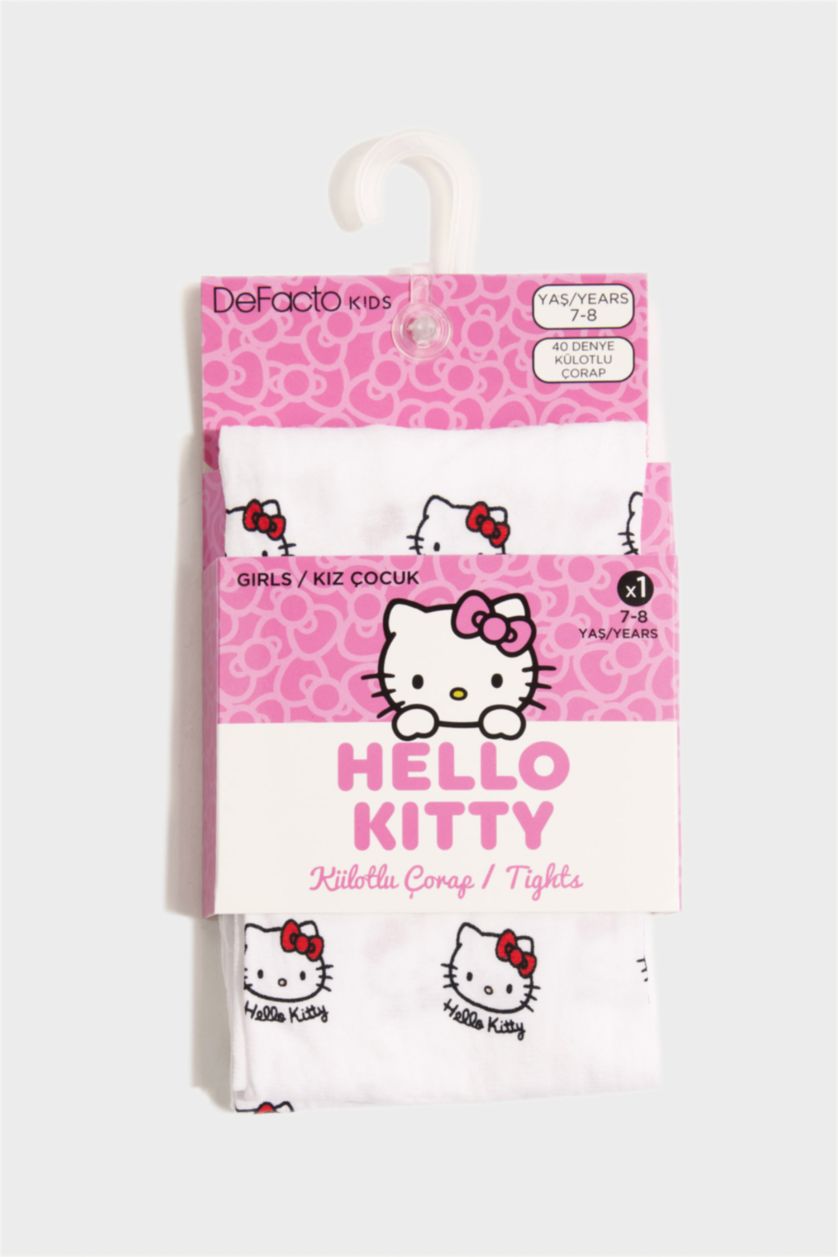 Kız Çocuk - Genç Kız Beyaz Hello Kitty 60 Denye Külotlu Çorap Kız Çocuk