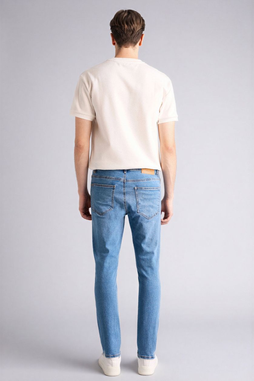 رجال أزرق فاتح بنطرون جينز بيدرو سليم فيت برجل ضيق