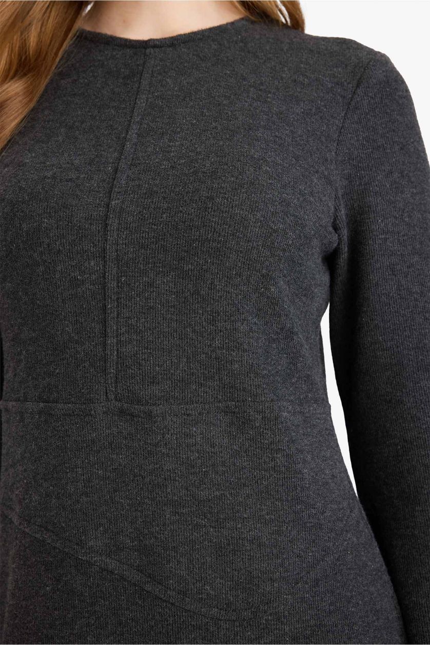 Kadın Koyu Antrasit Regular Fıt Selanik Kumaş Elbise