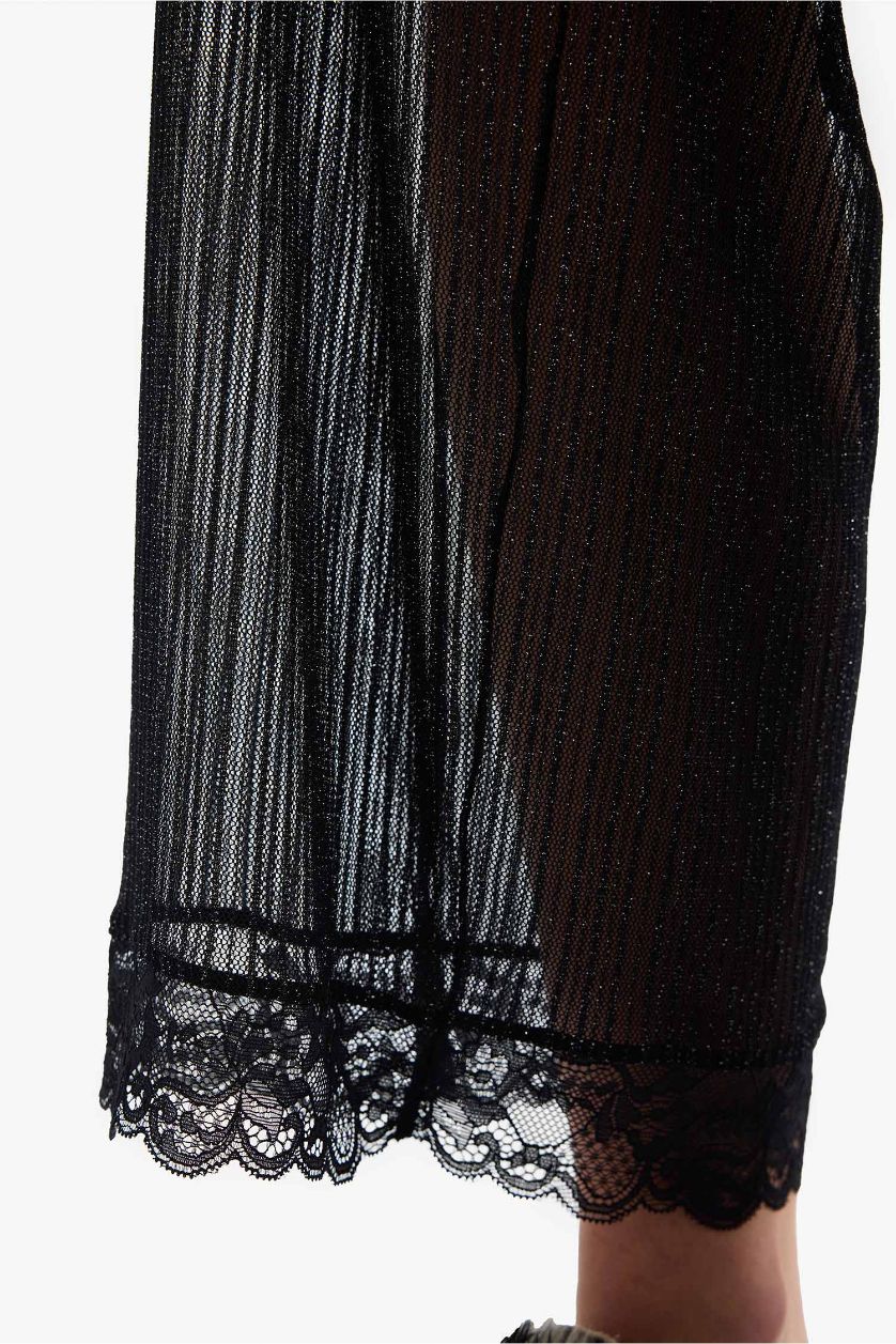 نساء أسود سيت شيفون قصة عادية بحمالات - قطعتين