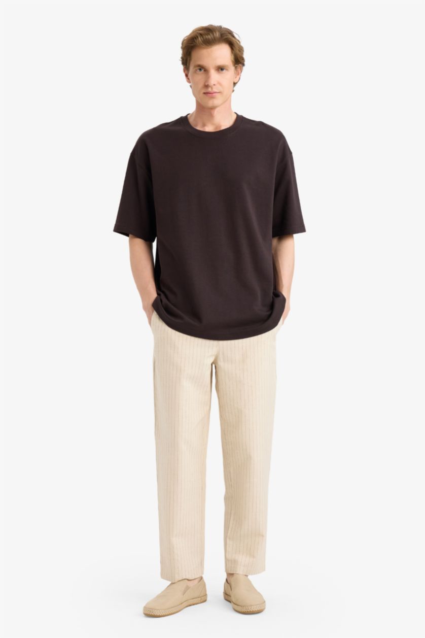 رجالي NATURAL LIGHT BEIGE بنطلون من مزيج القطن والكتان