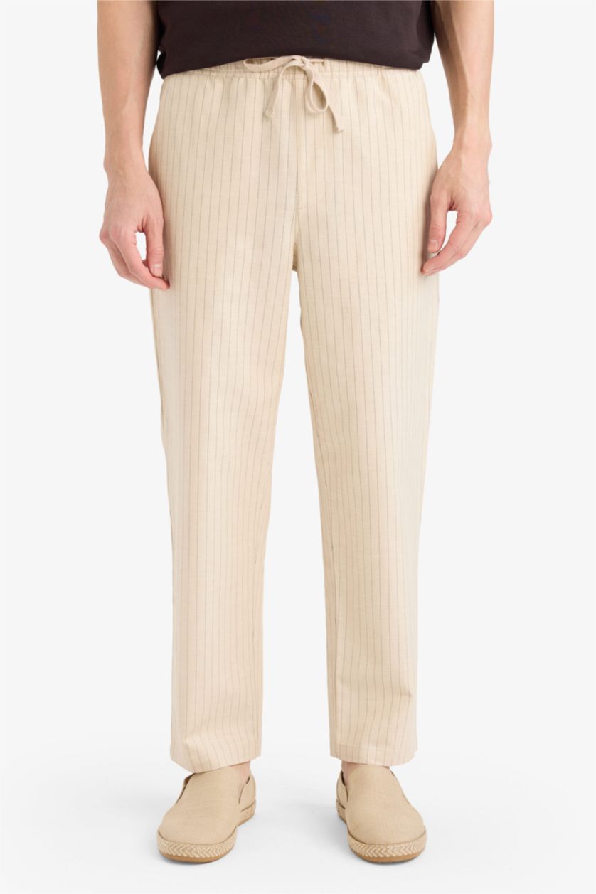 رجالي NATURAL LIGHT BEIGE بنطلون من مزيج القطن والكتان