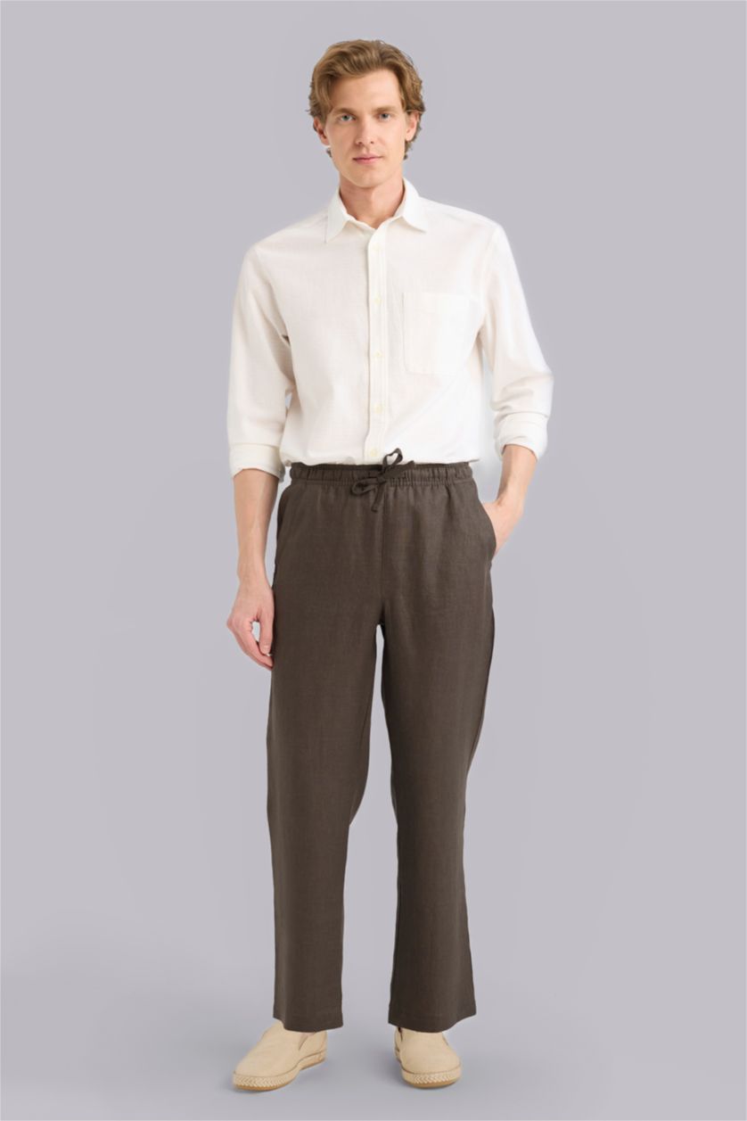 MAN Brown Linen Trousers