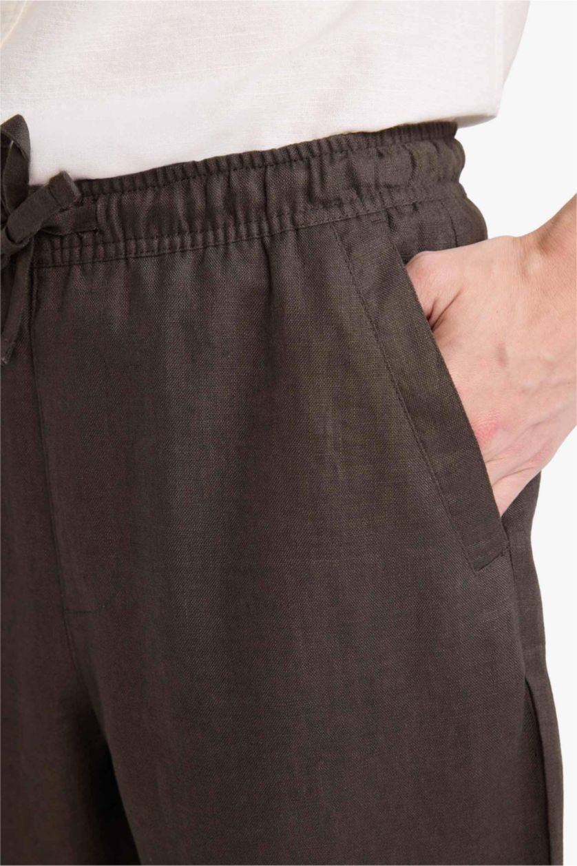 MAN Brown Linen Trousers
