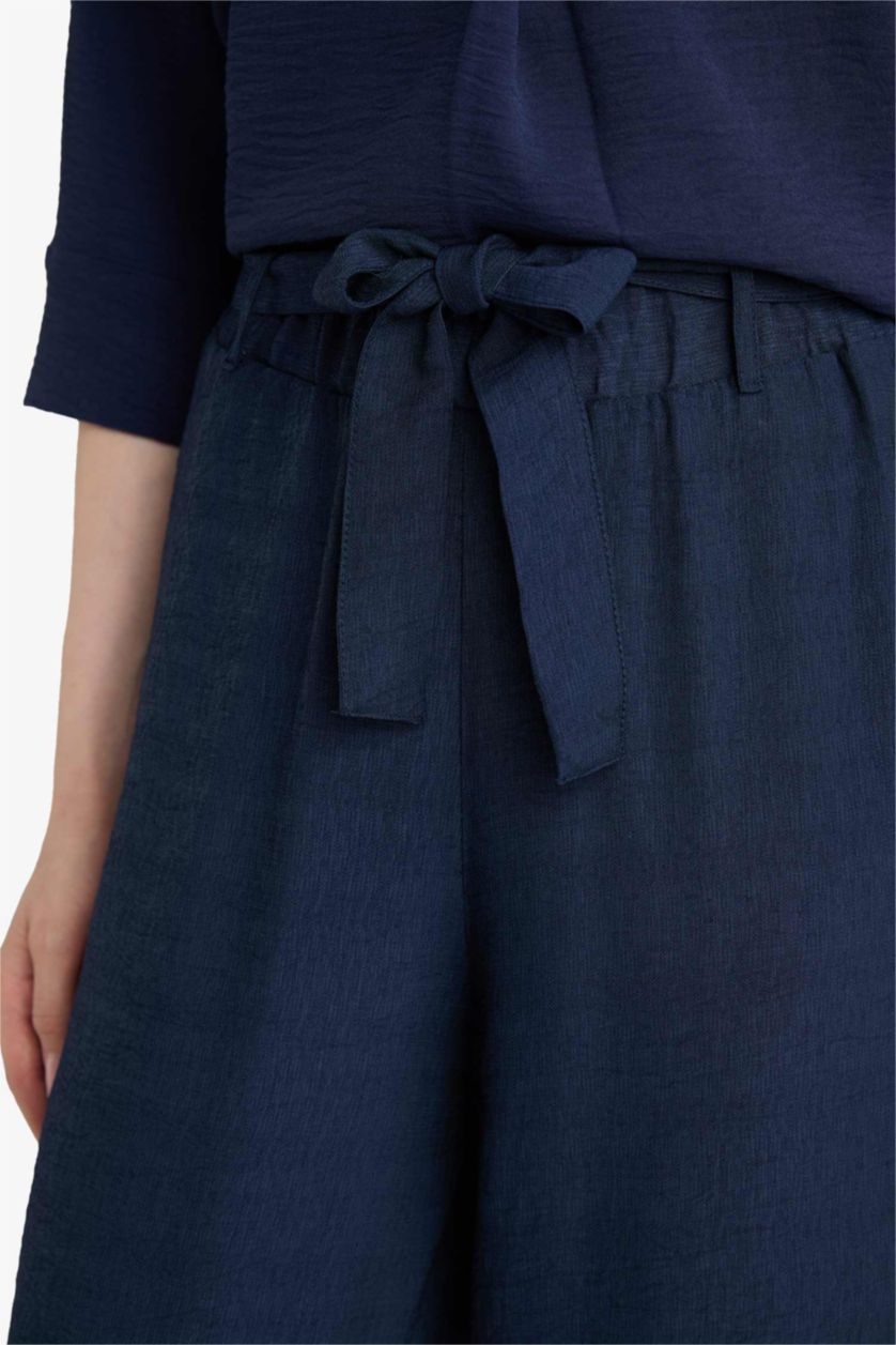 WOMAN NAVY Relax Fit Wide Leg Capri Pants