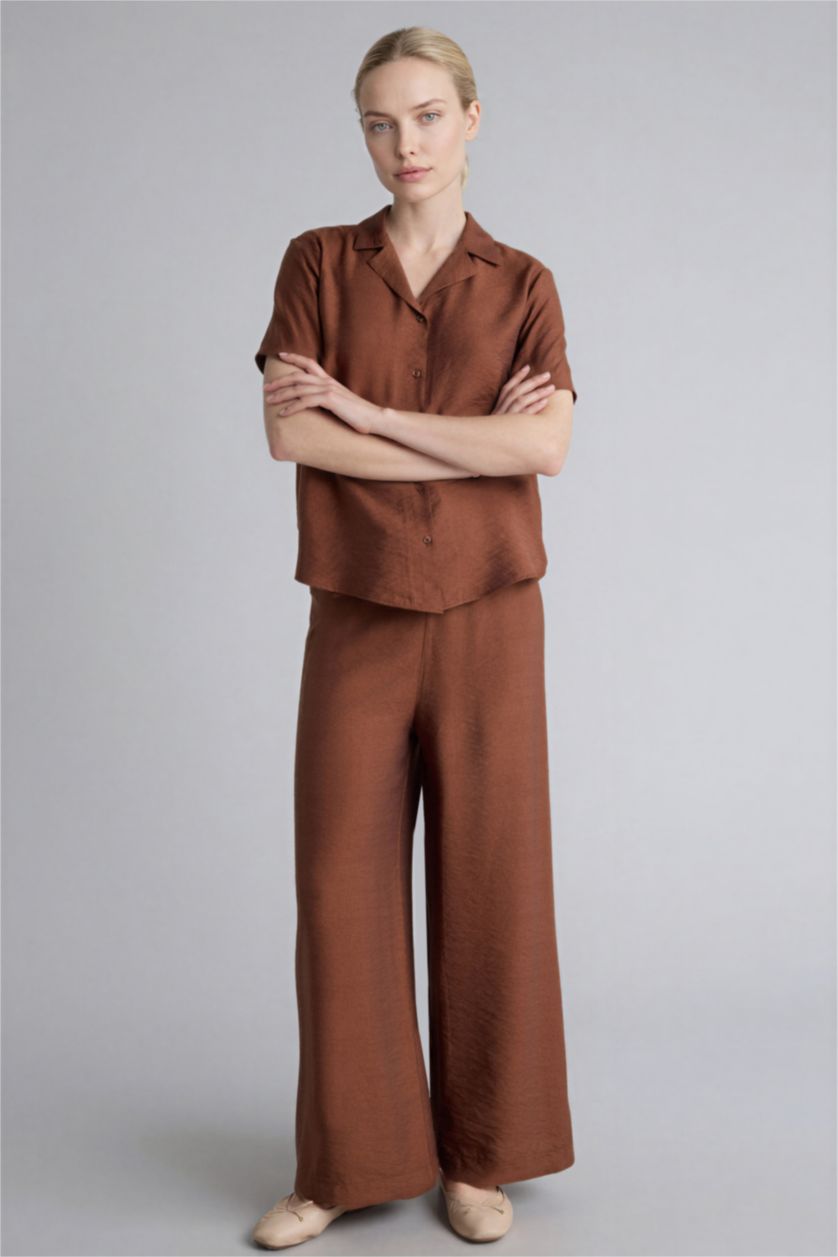 WOMAN Light Brown Relax Fit Wide Leg Capri