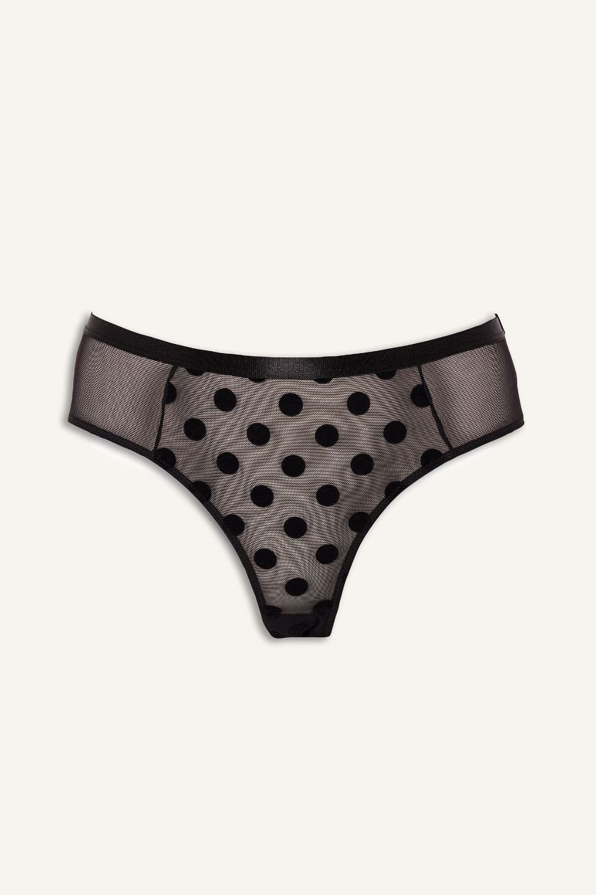 Kadın Siyah Tül Brazilian Külot