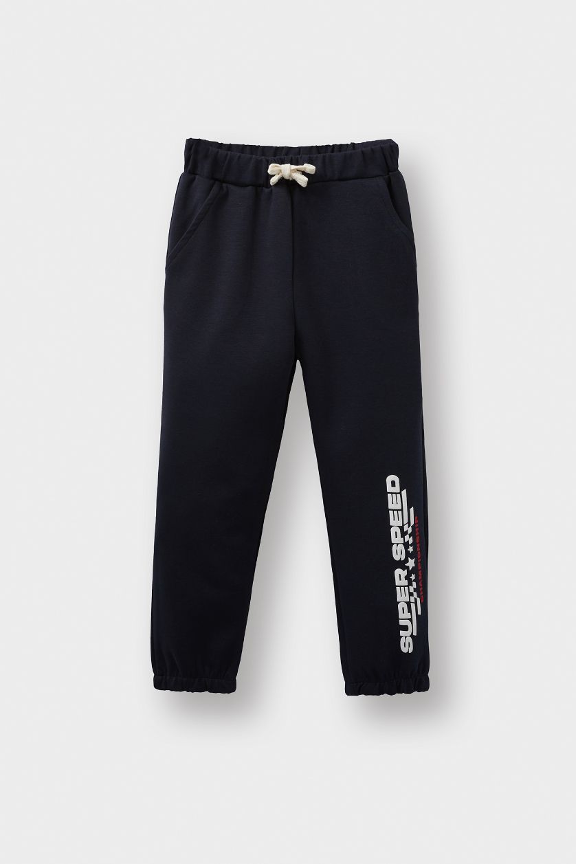 Erkek Bebek Lacivert 2'li Takım Baskılı Sweatshirt Eşofman Altı Erkek Bebek