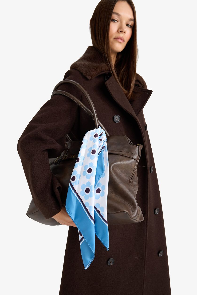 WOMAN Blue Woman Patterned Scarf