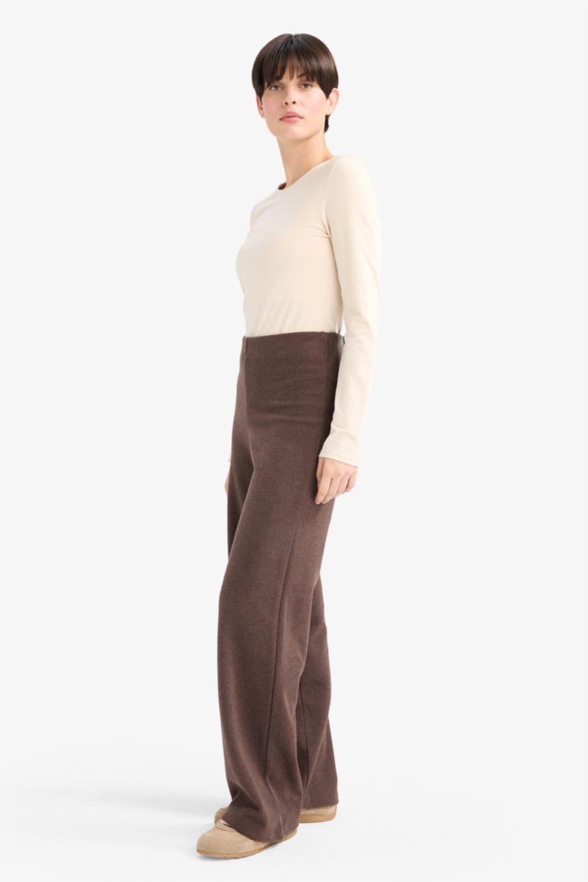 Woman Brown Straight Fit Trousers