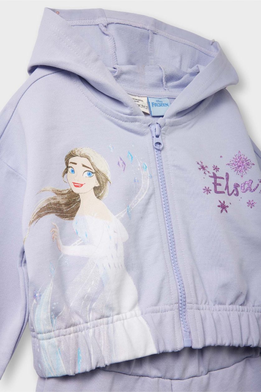 Kız Bebek Açık Lila Frozen 2'li Takım Kapüşonlu Sweatshirt Eşofman Altı Kız Bebek
