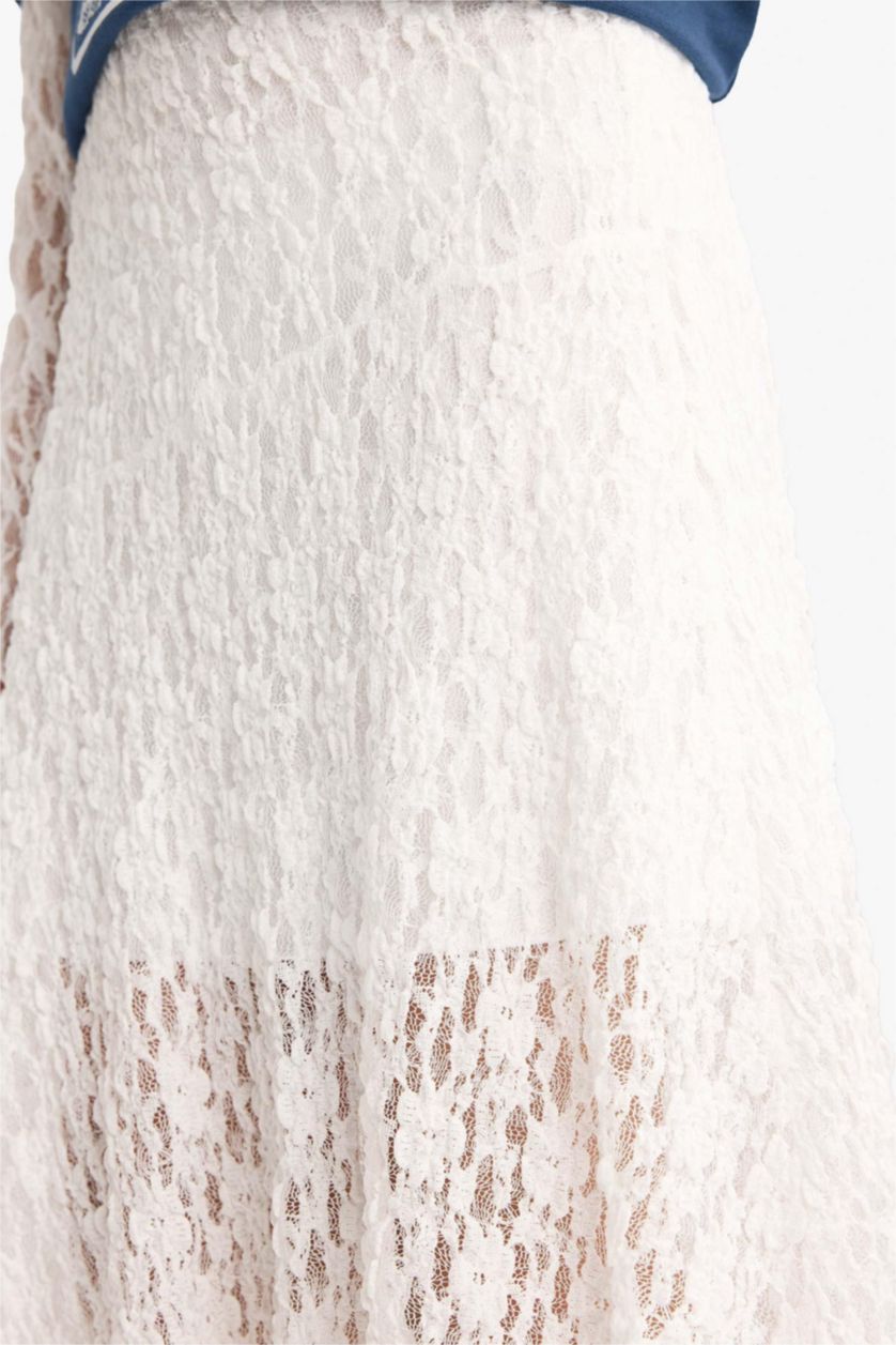 Kız Çocuk - Genç Kız Ekru Dantel Etek Kız Çocuk