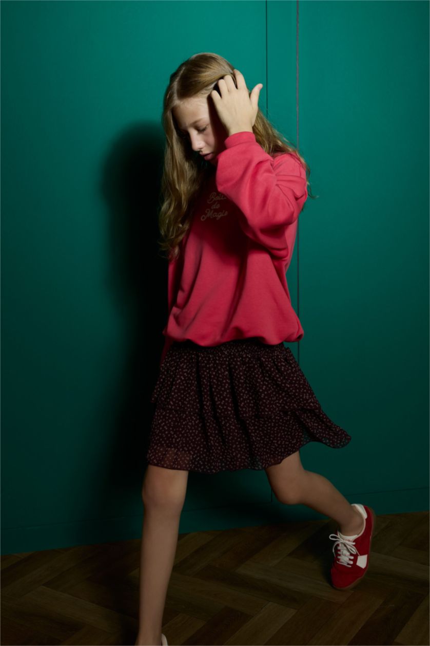 GIRLS & TEENS Bordeaux Girl Tulle Floral Print Skirt