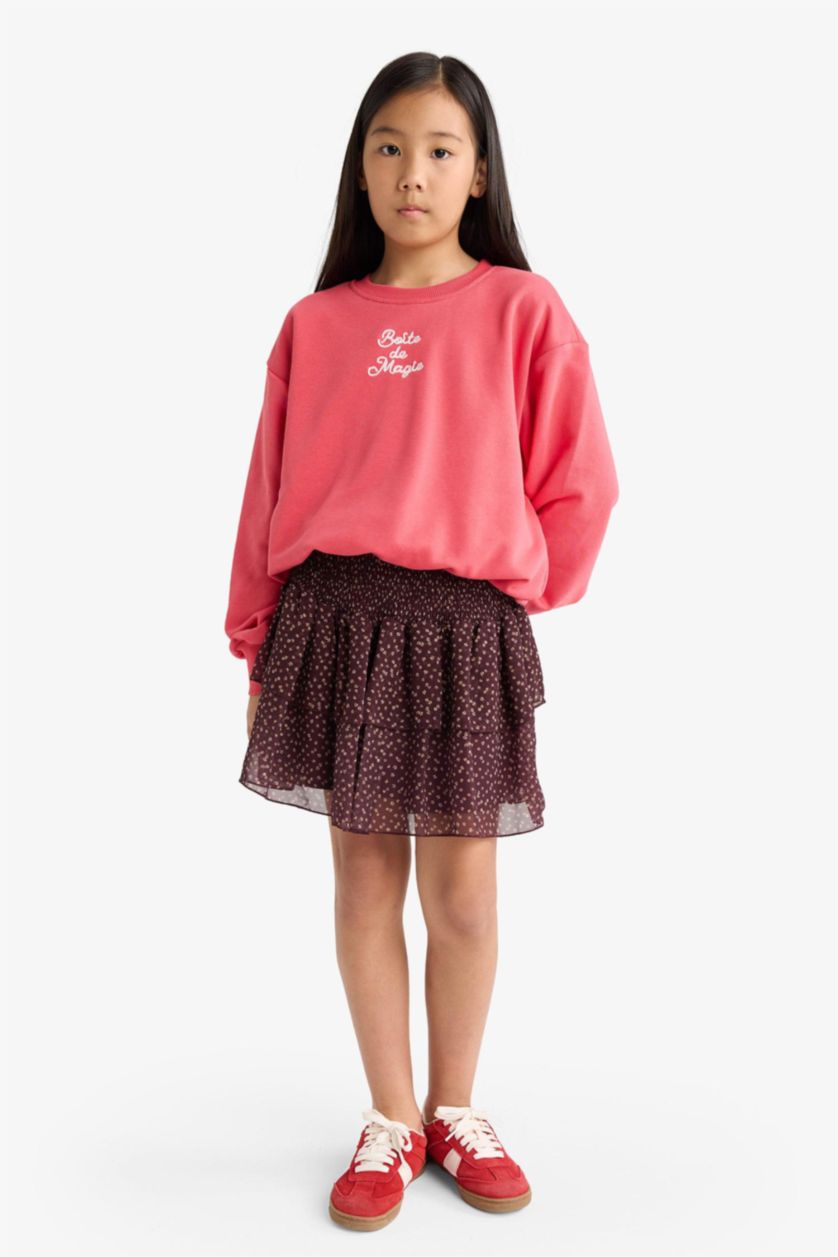 GIRLS & TEENS Bordeaux Girl Tulle Floral Print Skirt