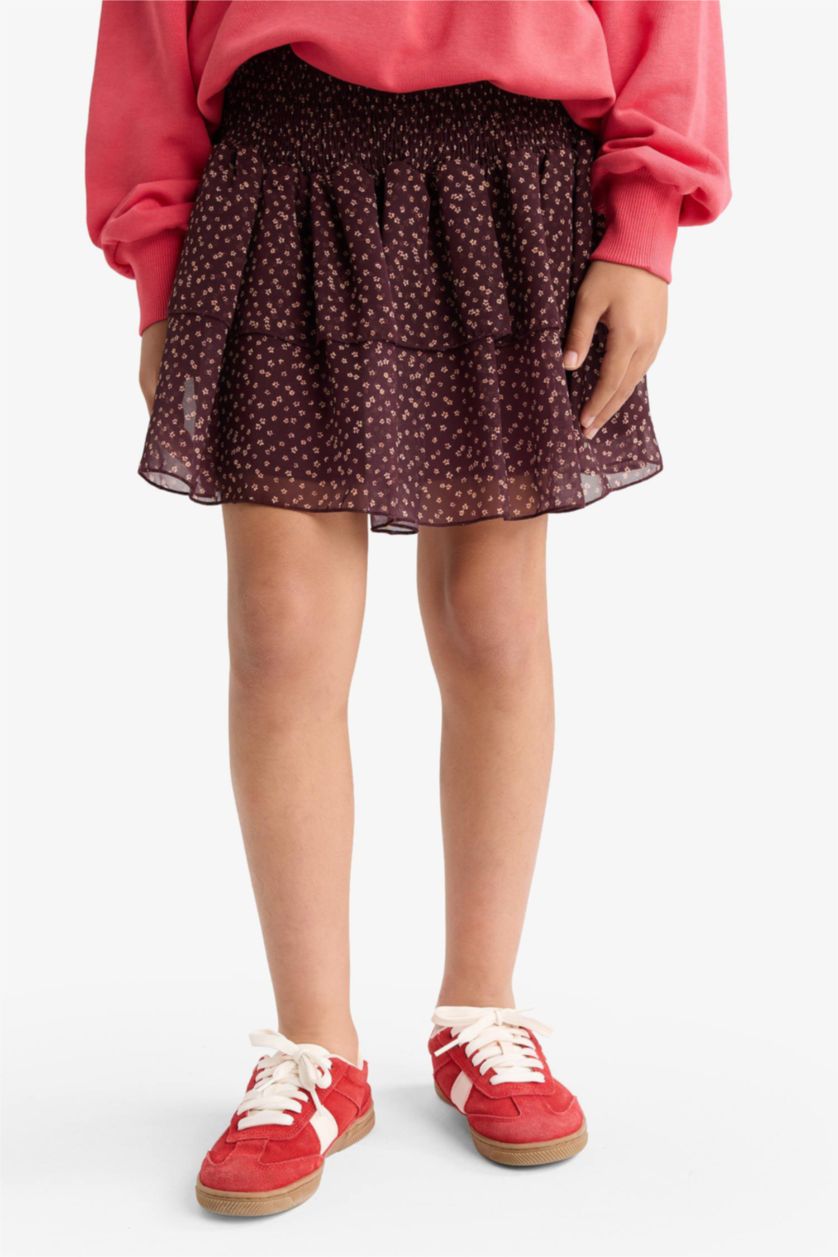 GIRLS & TEENS Bordeaux Girl Tulle Floral Print Skirt