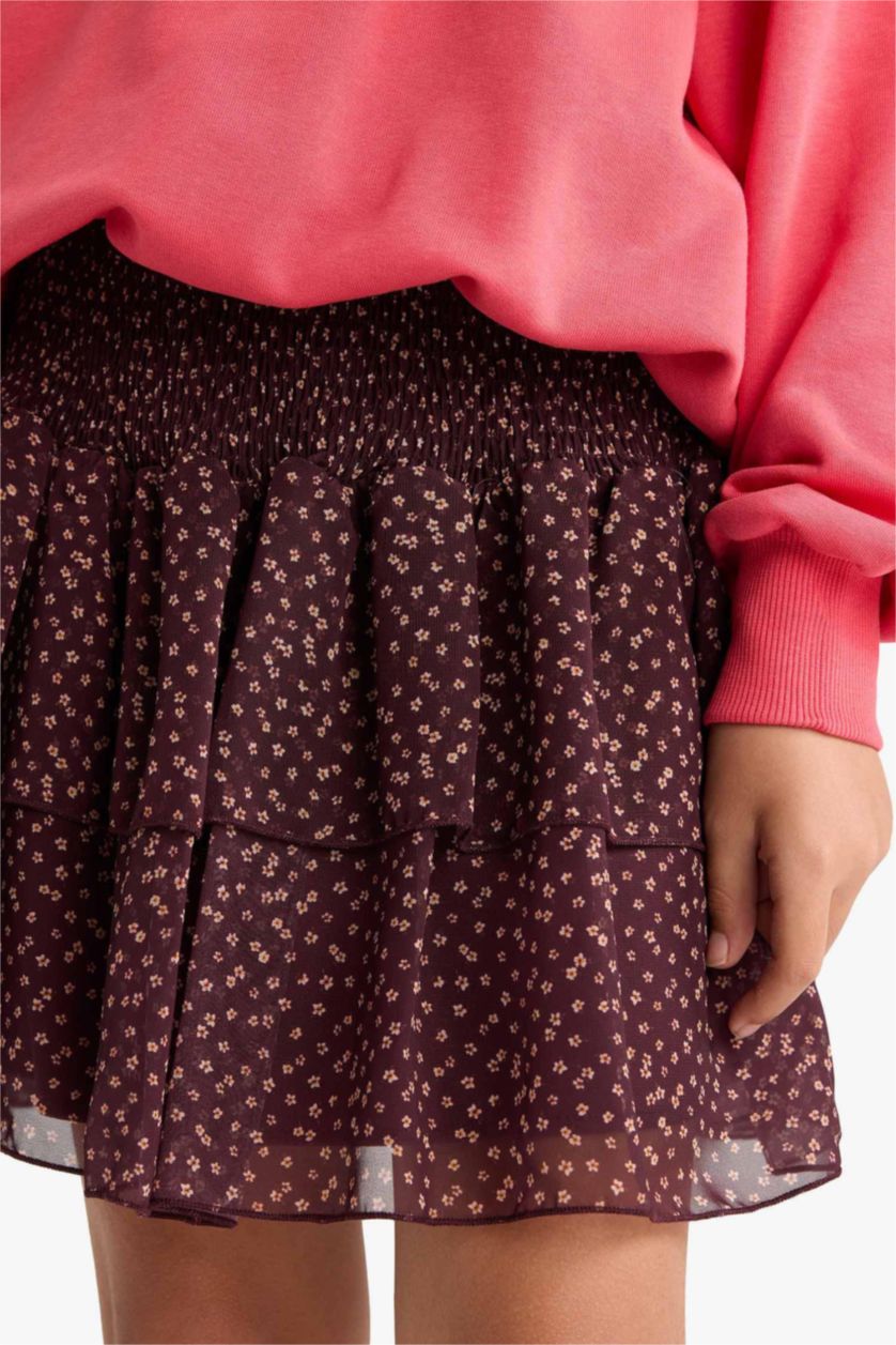 GIRLS & TEENS Bordeaux Girl Tulle Floral Print Skirt