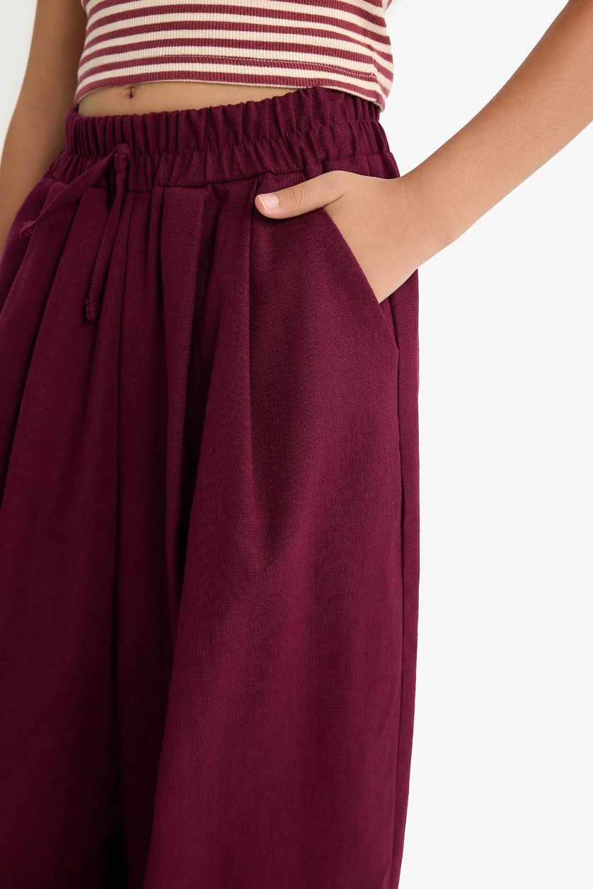 GIRLS & TEENS Bordeaux Girl Barrel Fit Cotton Trousers