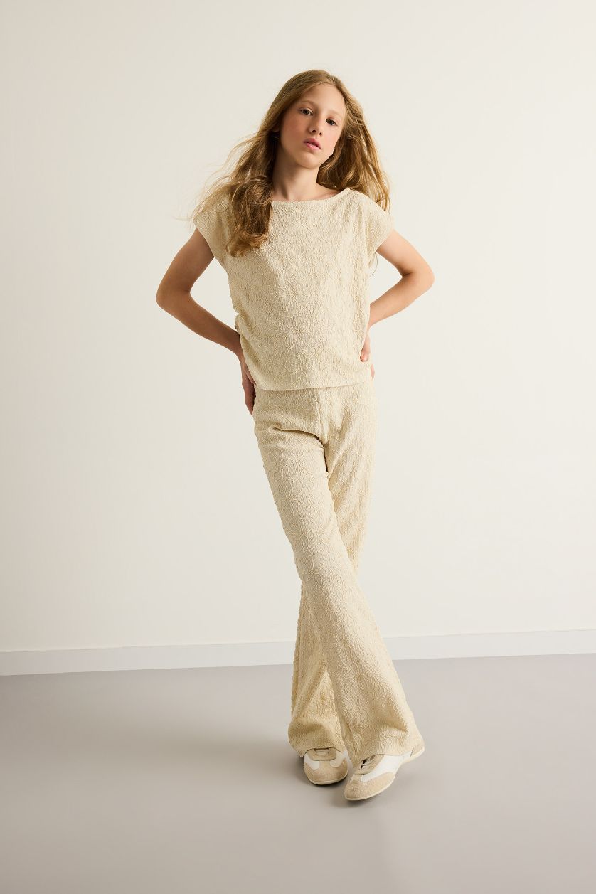 بنات بيج سيت بناتي بنطلون وتيشيرت مطرز - قطعتين