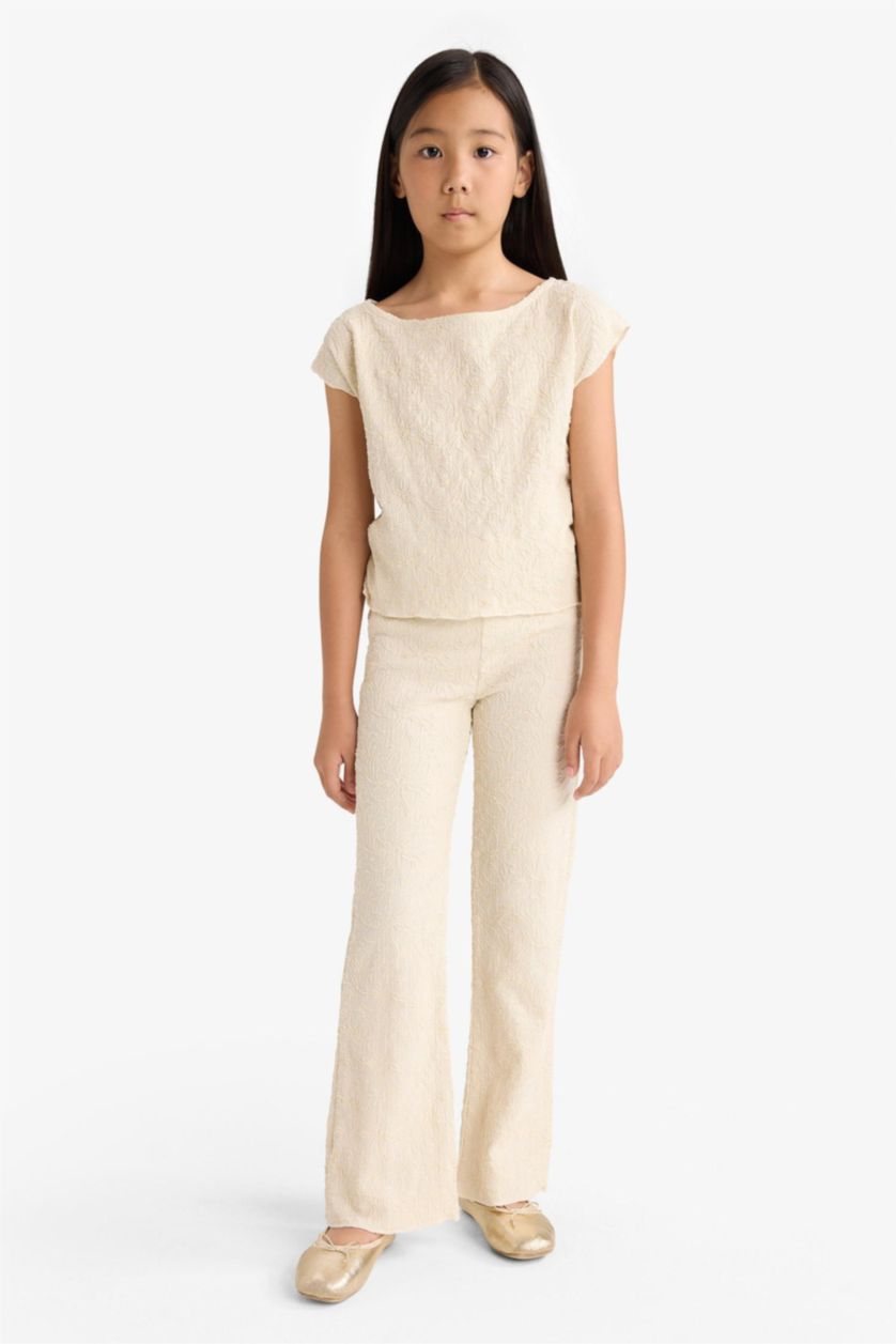 بنات بيج سيت بناتي بنطلون وتيشيرت مطرز - قطعتين