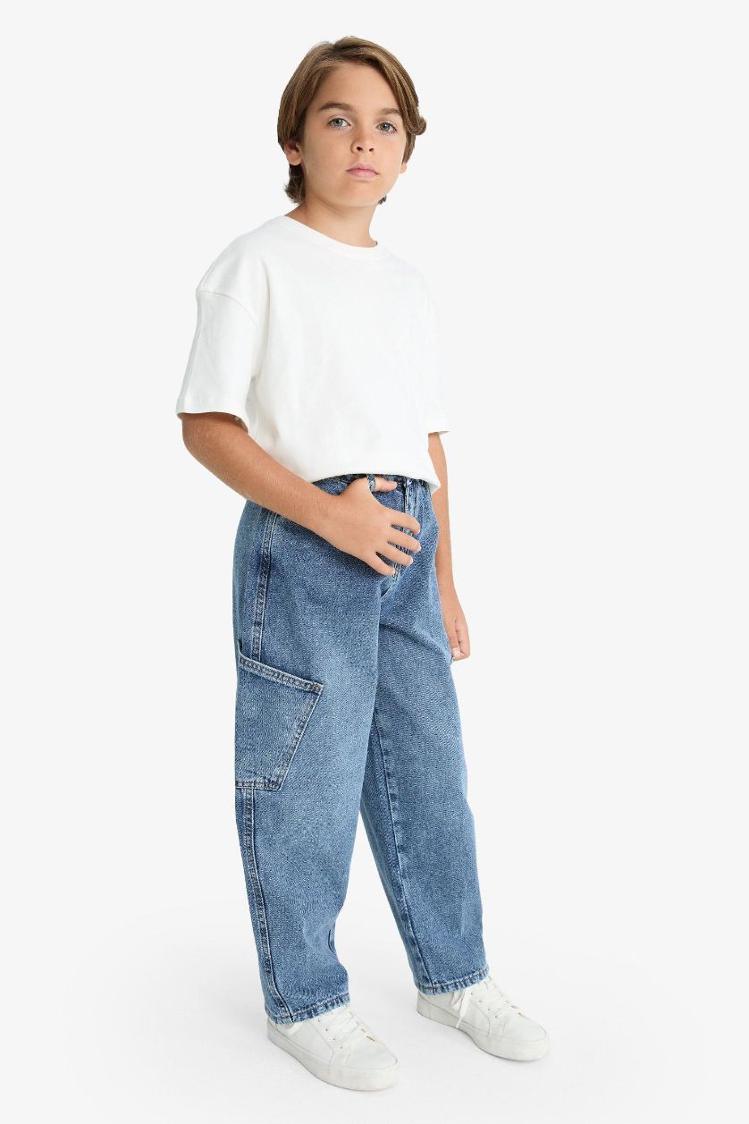 أولادي أزرق بنطلون جينز كارجو اولادي برجل عادية بجيب