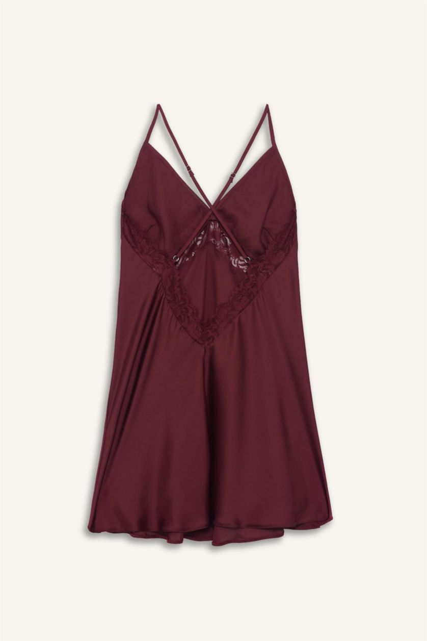WOMAN Bordeaux Satin Woven Dress