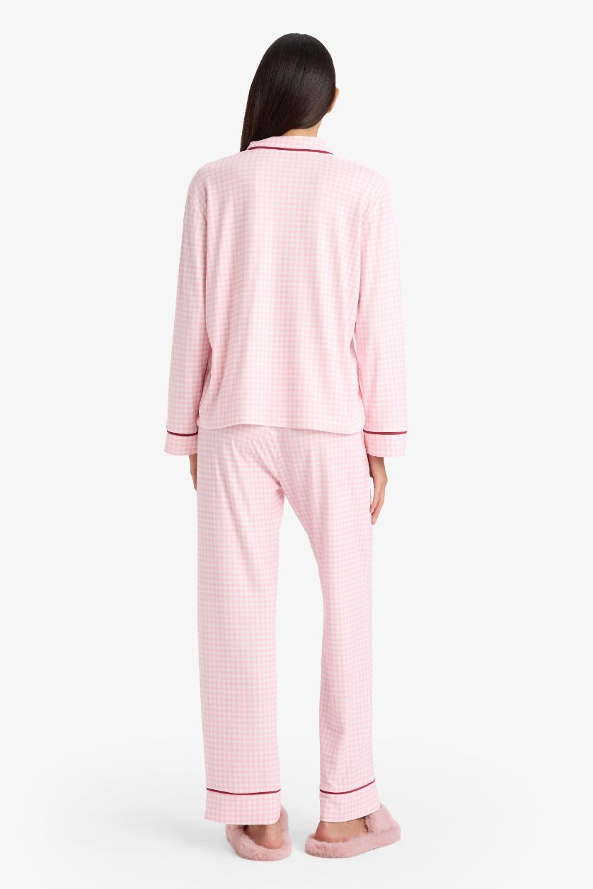 Kadın Pembe Pijama Takımı Uzun Kollu Üst Alt