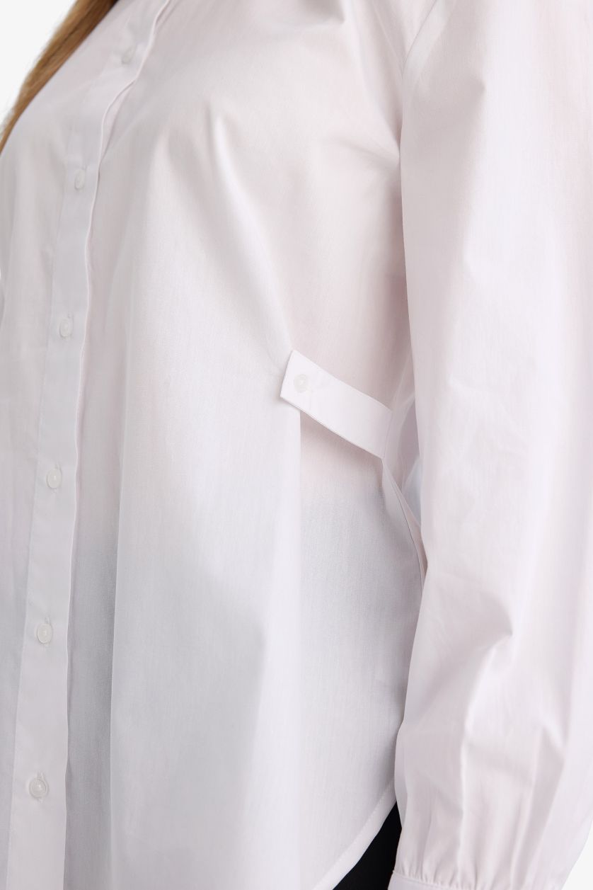 Woman White Regular Fit Cotton Long Sleeve Tunic