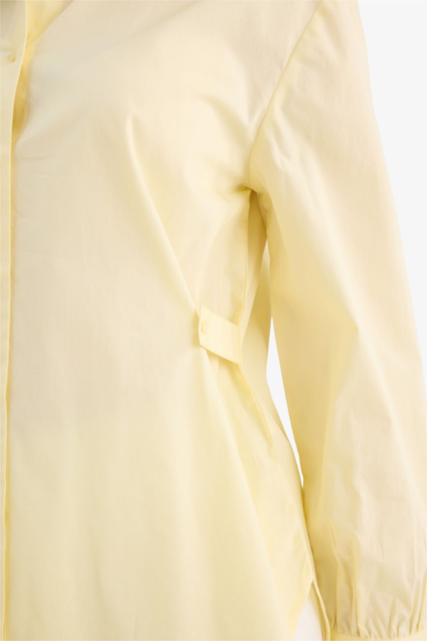WOMAN Light Yellow Regular Fit Cotton Long Sleeve Tunic