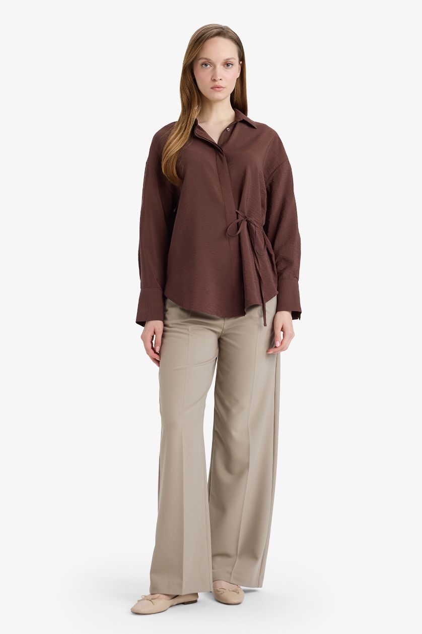 Woman Brown Regular Fit Long Sleeve Tunic