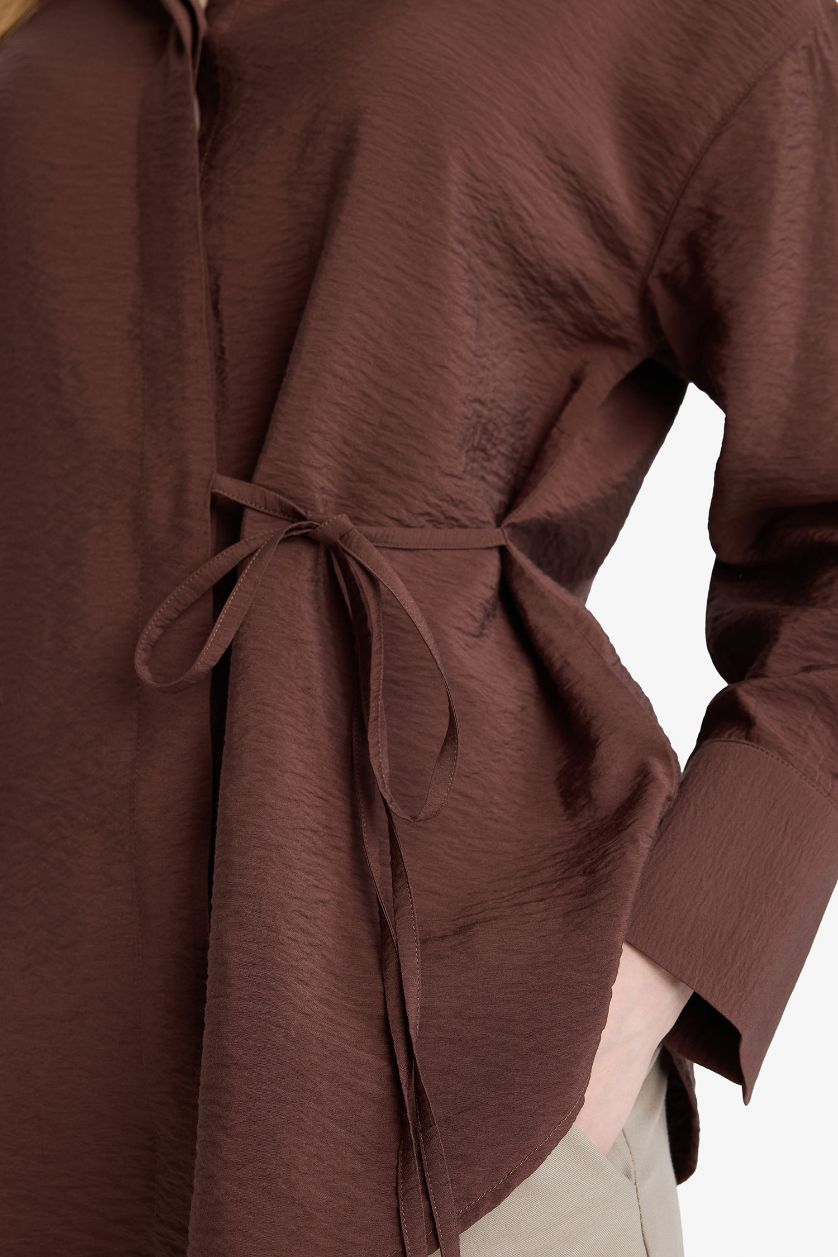 Woman Brown Regular Fit Long Sleeve Tunic