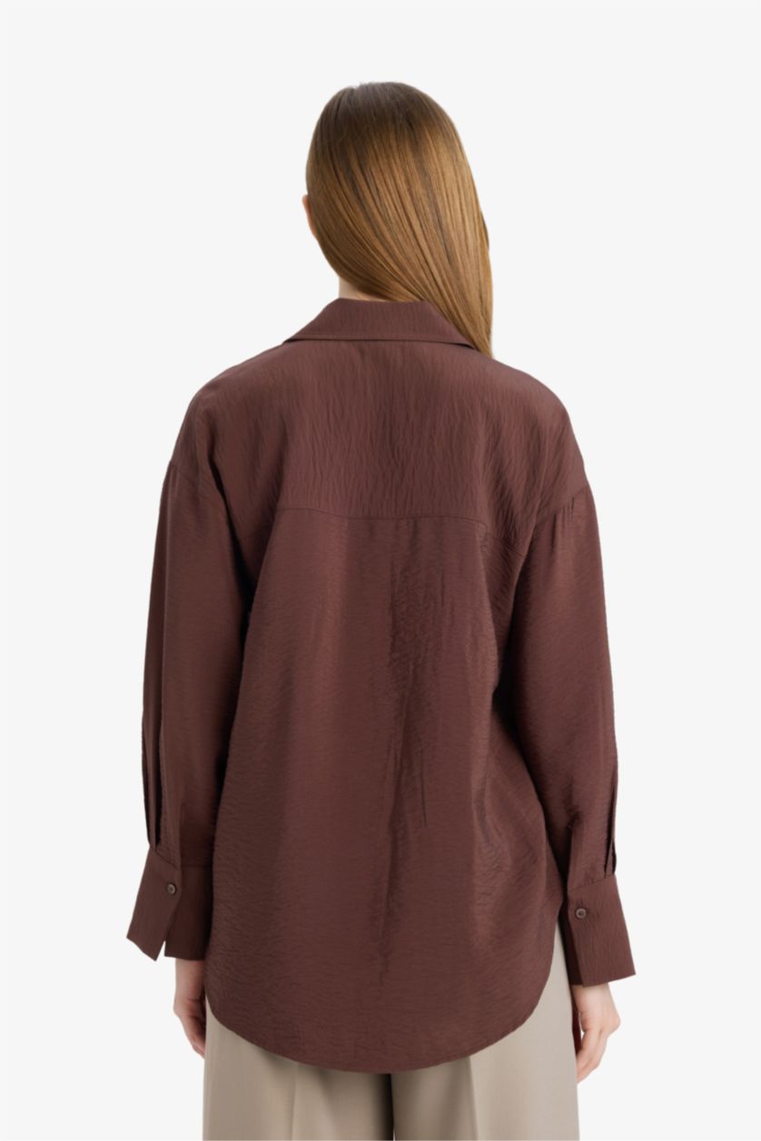 Woman Brown Regular Fit Long Sleeve Tunic