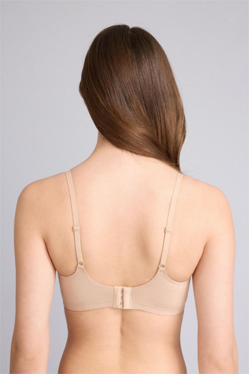 Женщины Бежевый Хлопковый бюстгальтер для футболки без косточек со съемными чашечками и вкладышами