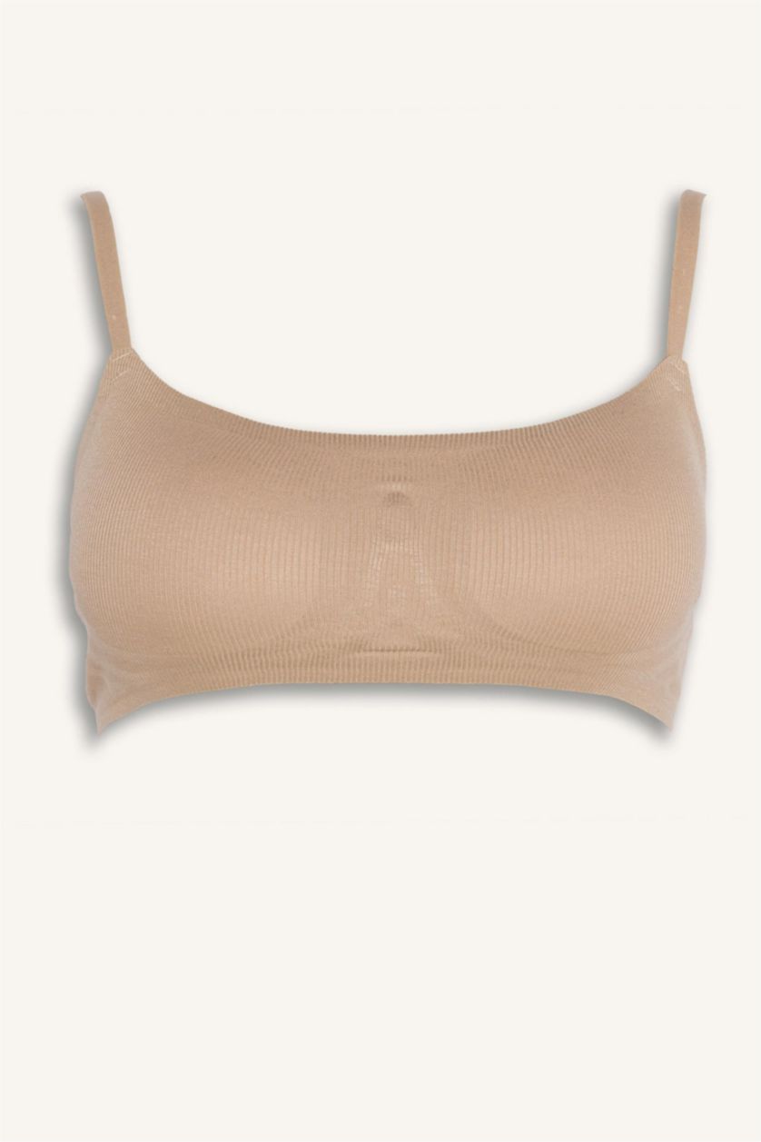 Женщины Бежевый Хлопковый бюстгальтер для футболки без косточек со съемными чашечками и вкладышами