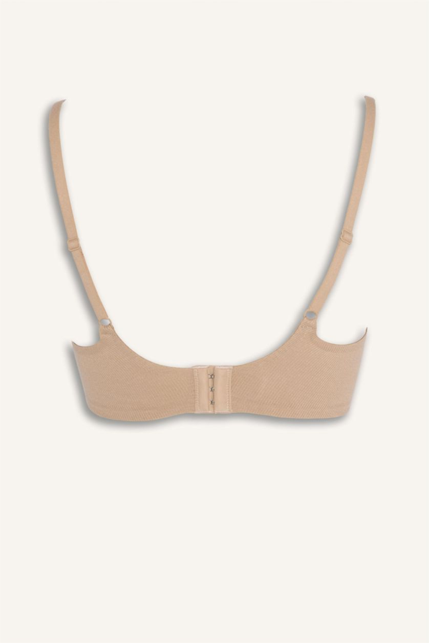 Женщины Бежевый Хлопковый бюстгальтер для футболки без косточек со съемными чашечками и вкладышами