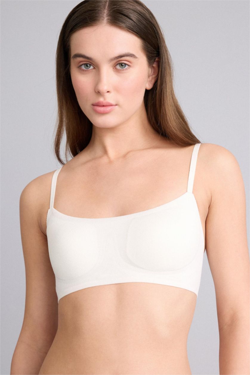 Женщины Бежевый Хлопковый бюстгальтер для футболки без косточек со съемными чашечками и вкладышами