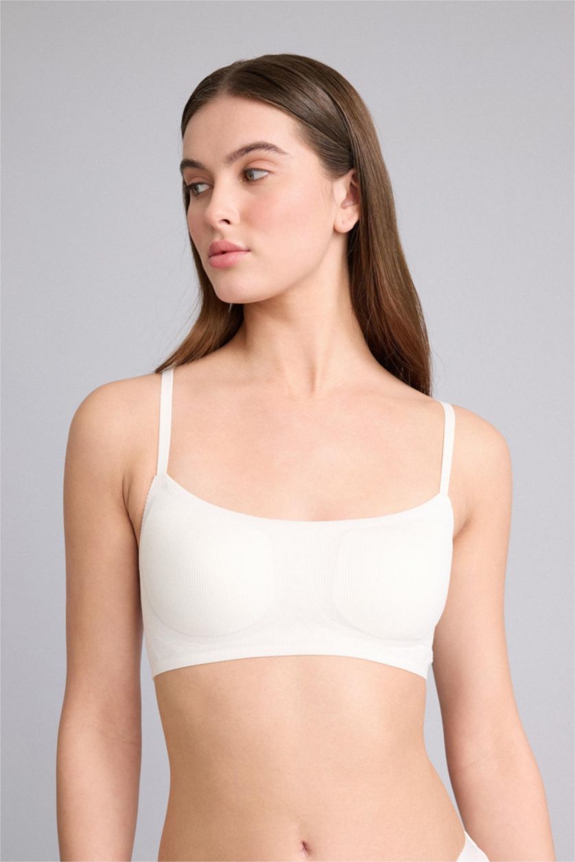 Женщины Бежевый Хлопковый бюстгальтер для футболки без косточек со съемными чашечками и вкладышами