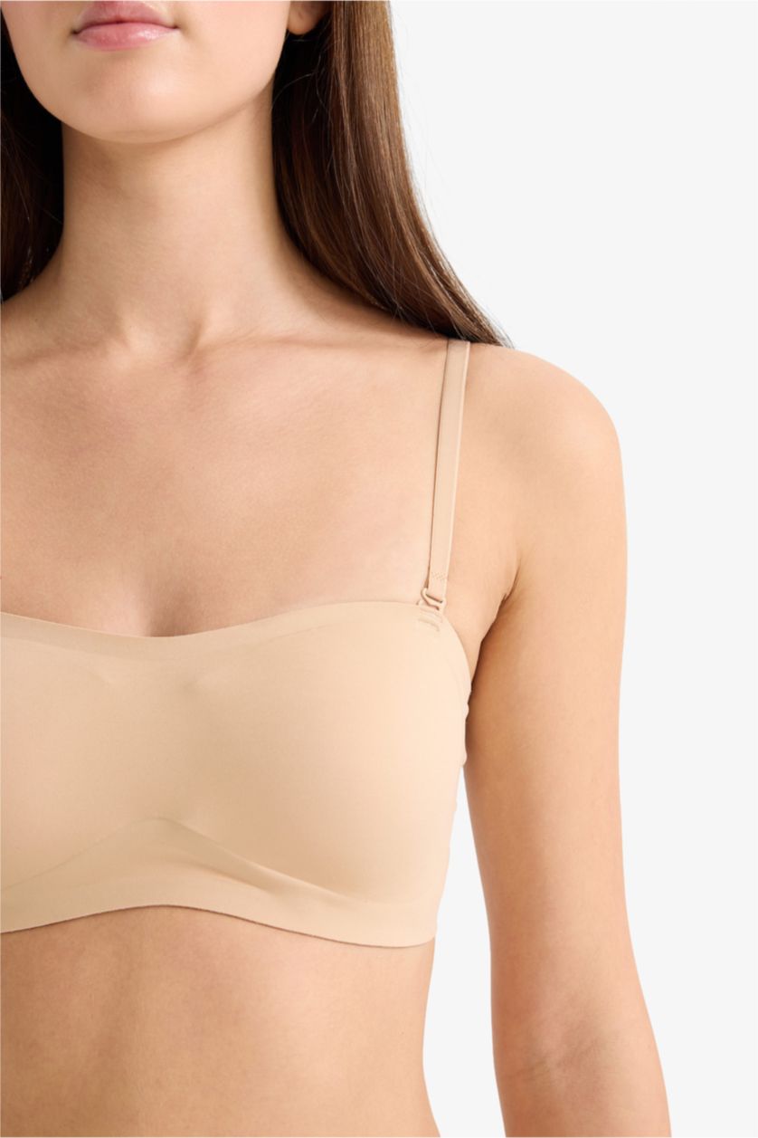 Женщины Бежевый Бюстгальтер без бретелек без косточек со съемными чашечками и съемными вкладышами
