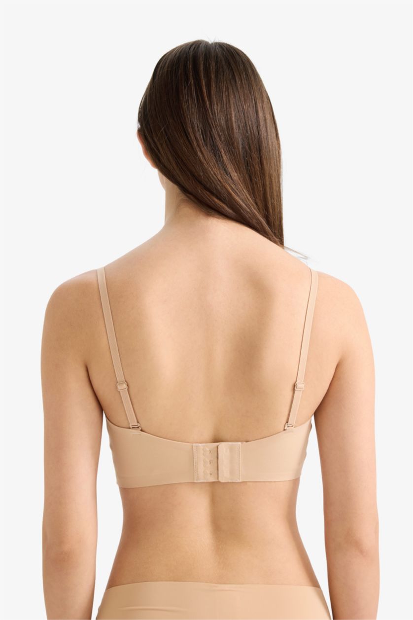 Женщины Бежевый Бюстгальтер без бретелек без косточек со съемными чашечками и съемными вкладышами