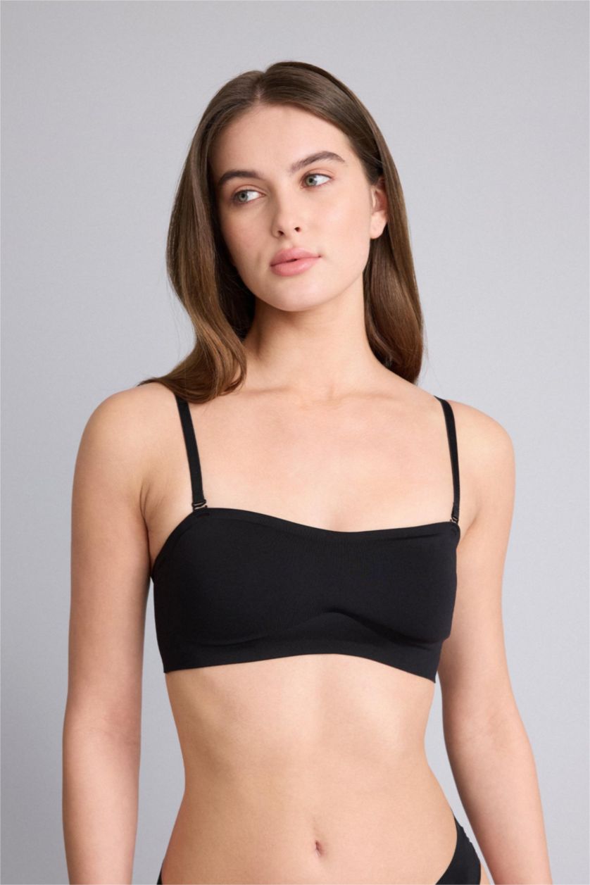 Женщины Черный Бюстгальтер без бретелек без косточек со съемными чашечками и съемными вкладышами