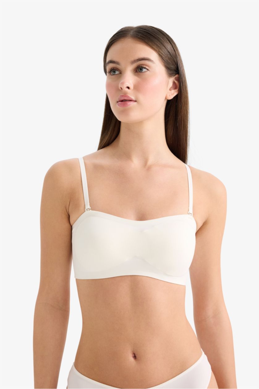 Женщины Бежевый Бюстгальтер без бретелек без косточек со съемными чашечками и съемными вкладышами