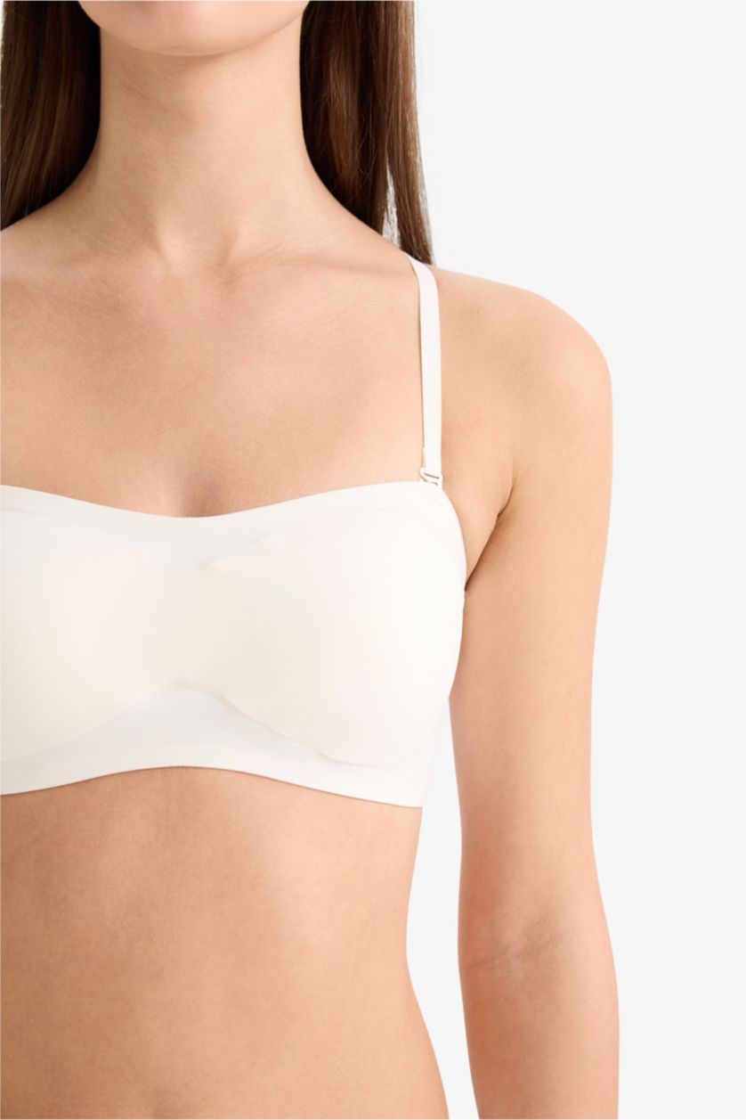 Женщины Бежевый Бюстгальтер без бретелек без косточек со съемными чашечками и съемными вкладышами