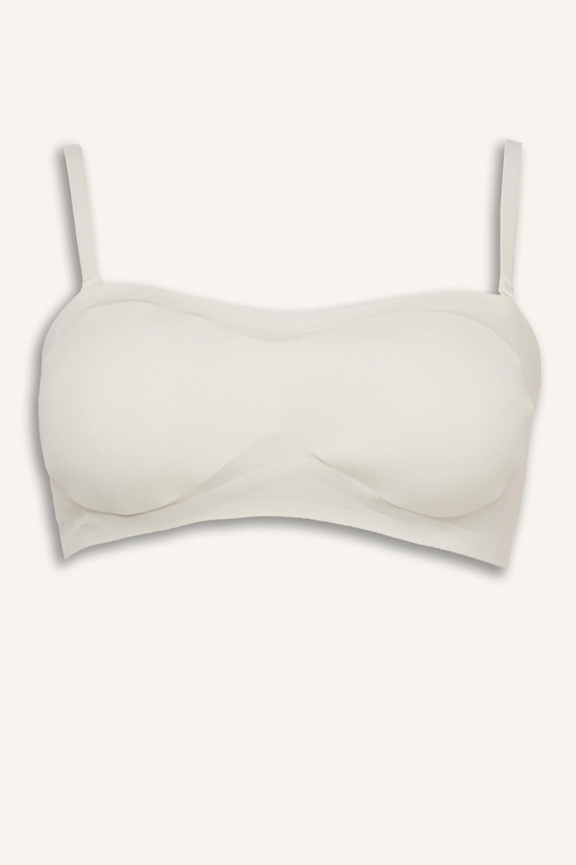 Женщины Бежевый Бюстгальтер без бретелек без косточек со съемными чашечками и съемными вкладышами