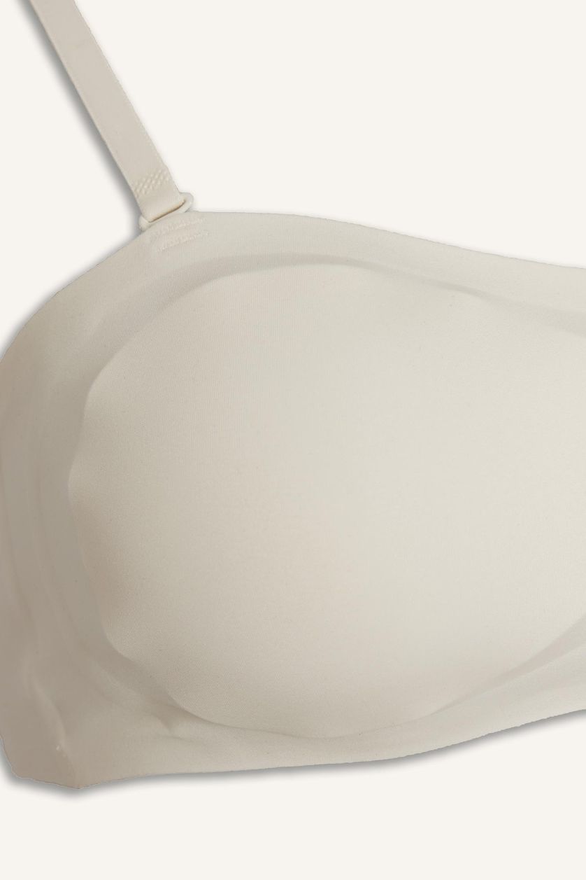 Женщины Бежевый Бюстгальтер без бретелек без косточек со съемными чашечками и съемными вкладышами