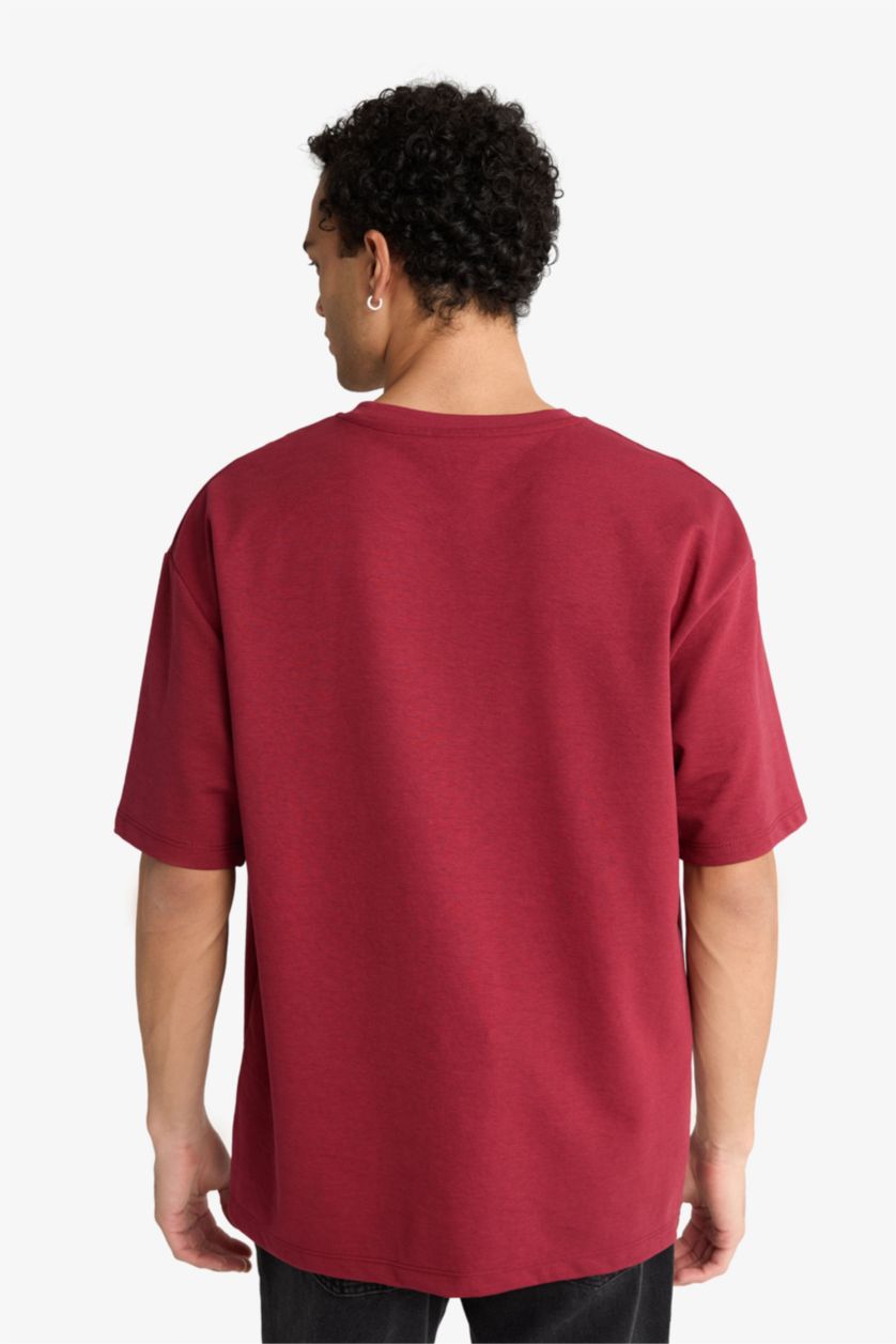 HOMME Bordeaux T-shirt oversize à manches courtes et col rond